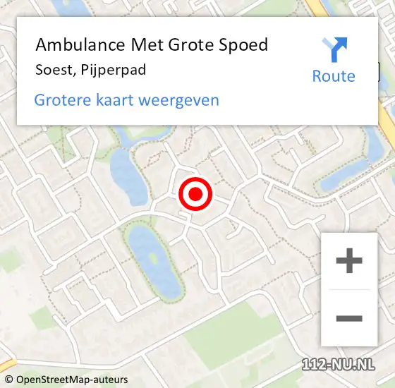 Locatie op kaart van de 112 melding: Ambulance Met Grote Spoed Naar Soest, Pijperpad op 6 januari 2016 23:02
