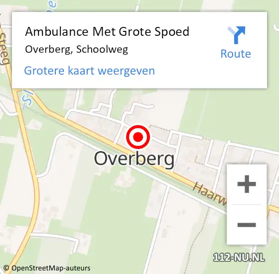 Locatie op kaart van de 112 melding: Ambulance Met Grote Spoed Naar Overberg, Schoolweg op 6 januari 2016 23:27