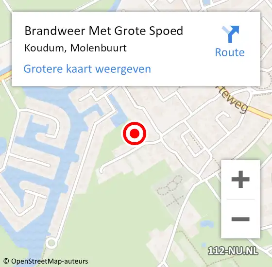 Locatie op kaart van de 112 melding: Brandweer Met Grote Spoed Naar Koudum, Molenbuurt op 7 januari 2016 00:33