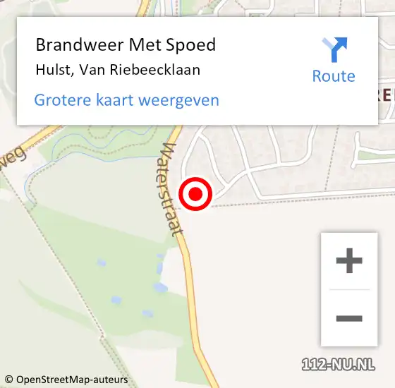 Locatie op kaart van de 112 melding: Brandweer Met Spoed Naar Hulst, Van Riebeecklaan op 7 januari 2016 01:05