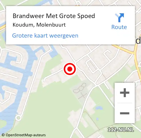 Locatie op kaart van de 112 melding: Brandweer Met Grote Spoed Naar Koudum, Molenbuurt op 7 januari 2016 01:22