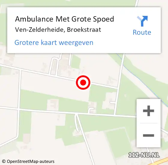 Locatie op kaart van de 112 melding: Ambulance Met Grote Spoed Naar Ven-Zelderheide, Broekstraat op 7 januari 2016 03:58