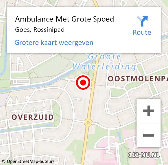 Locatie op kaart van de 112 melding: Ambulance Met Grote Spoed Naar Goes, Rossinipad op 7 januari 2016 04:24