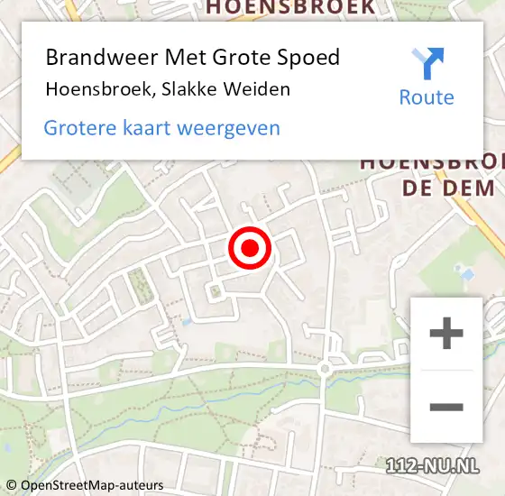 Locatie op kaart van de 112 melding: Brandweer Met Grote Spoed Naar Hoensbroek, Slakke Weiden op 7 januari 2016 06:11