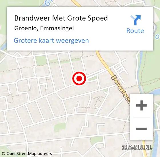 Locatie op kaart van de 112 melding: Brandweer Met Grote Spoed Naar Groenlo, Emmasingel op 7 januari 2016 07:55