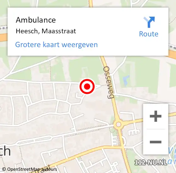 Locatie op kaart van de 112 melding: Ambulance Heesch, Maasstraat op 7 januari 2016 08:21