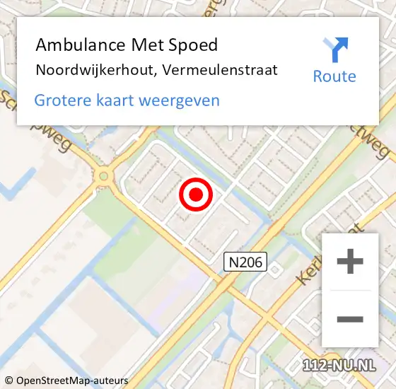 Locatie op kaart van de 112 melding: Ambulance Met Spoed Naar Noordwijkerhout, Vermeulenstraat op 7 januari 2016 08:35