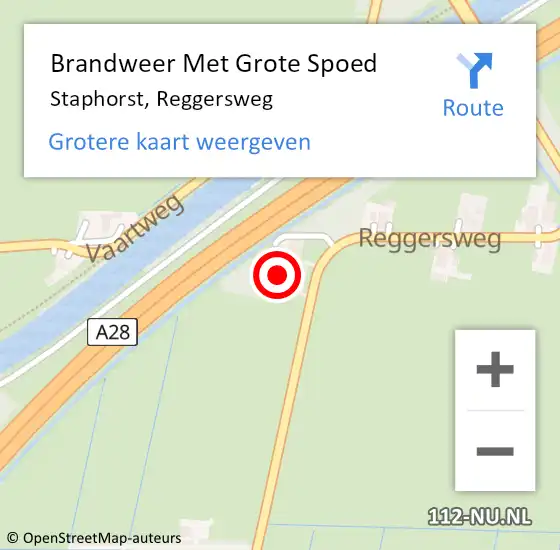 Locatie op kaart van de 112 melding: Brandweer Met Grote Spoed Naar Staphorst, Reggersweg op 7 januari 2016 08:51
