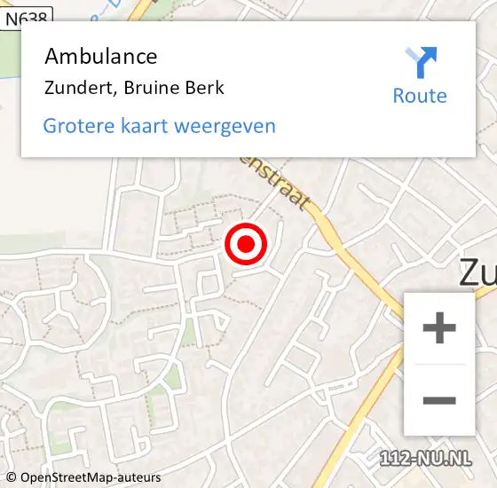 Locatie op kaart van de 112 melding: Ambulance Zundert, Bruine Berk op 7 januari 2016 09:00