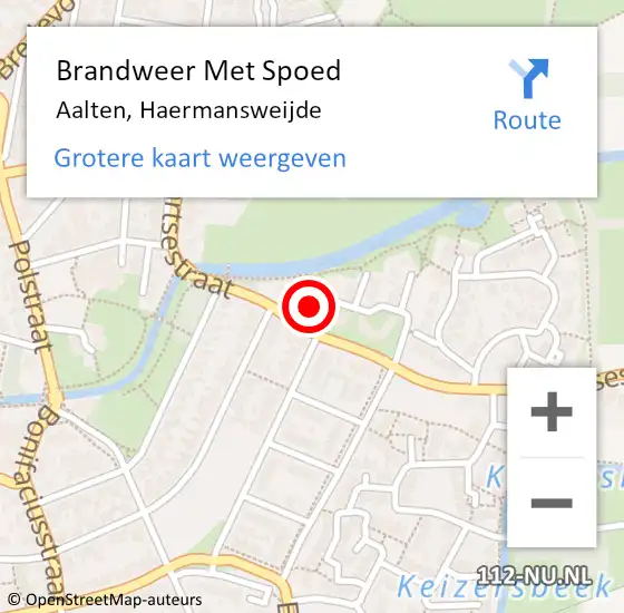 Locatie op kaart van de 112 melding: Brandweer Met Spoed Naar Aalten, Haermansweijde op 7 januari 2016 09:28