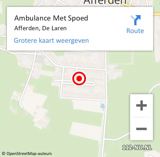 Locatie op kaart van de 112 melding: Ambulance Met Spoed Naar Afferden, De Laren op 7 januari 2016 10:57