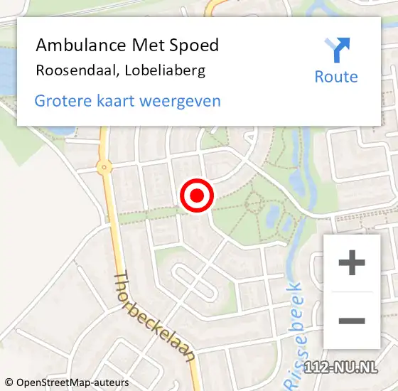 Locatie op kaart van de 112 melding: Ambulance Met Spoed Naar Roosendaal, Lobeliaberg op 7 januari 2016 11:19