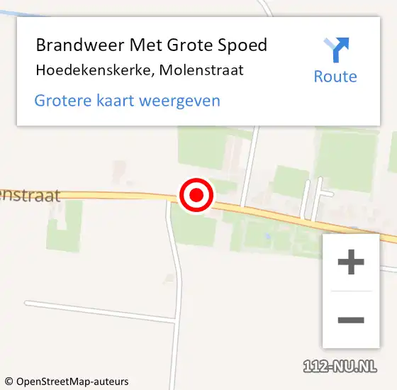 Locatie op kaart van de 112 melding: Brandweer Met Grote Spoed Naar Hoedekenskerke, Molenstraat op 7 januari 2016 12:26