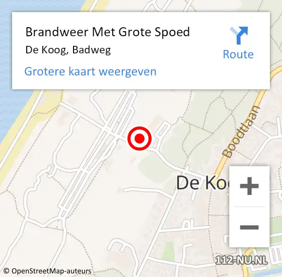 Locatie op kaart van de 112 melding: Brandweer Met Grote Spoed Naar De Koog, Badweg op 7 januari 2016 12:39