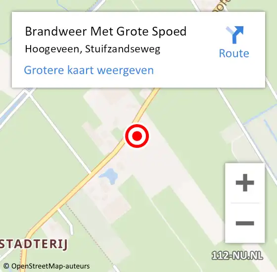 Locatie op kaart van de 112 melding: Brandweer Met Grote Spoed Naar Hoogeveen, Stuifzandseweg op 7 januari 2016 12:57