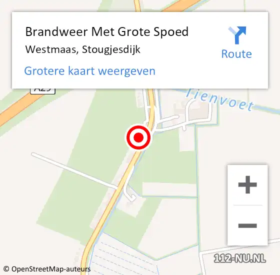 Locatie op kaart van de 112 melding: Brandweer Met Grote Spoed Naar Westmaas, Stougjesdijk op 7 januari 2016 13:10