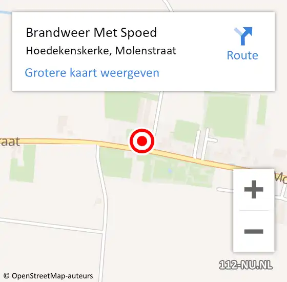 Locatie op kaart van de 112 melding: Brandweer Met Spoed Naar Hoedekenskerke, Molenstraat op 7 januari 2016 13:15