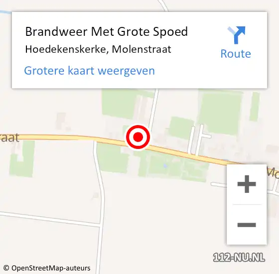 Locatie op kaart van de 112 melding: Brandweer Met Grote Spoed Naar Hoedekenskerke, Molenstraat op 7 januari 2016 13:32