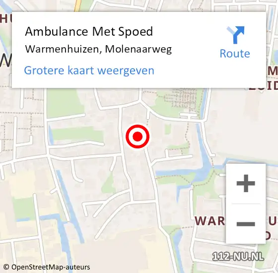 Locatie op kaart van de 112 melding: Ambulance Met Spoed Naar Warmenhuizen, Molenaarweg op 7 januari 2016 13:55