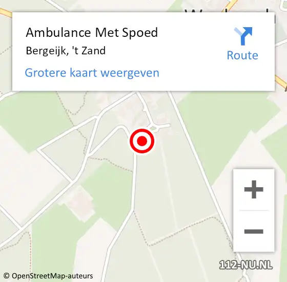 Locatie op kaart van de 112 melding: Ambulance Met Spoed Naar Bergeijk, 't Zand op 7 januari 2016 14:36