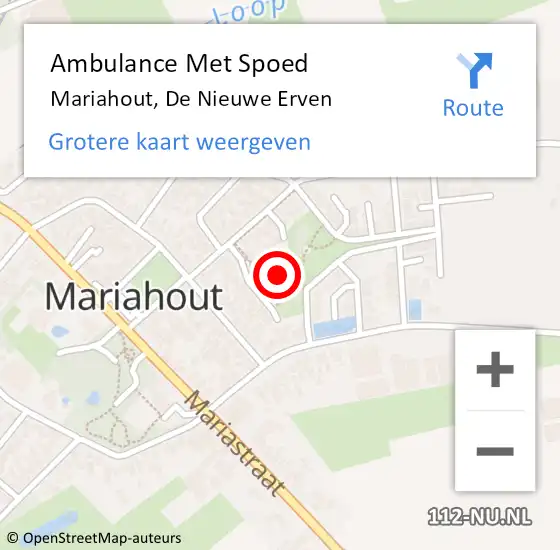 Locatie op kaart van de 112 melding: Ambulance Met Spoed Naar Mariahout, De Nieuwe Erven op 7 januari 2016 14:59