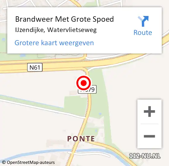 Locatie op kaart van de 112 melding: Brandweer Met Grote Spoed Naar IJzendijke, Watervlietseweg op 7 januari 2016 17:24