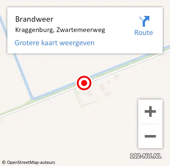 Locatie op kaart van de 112 melding: Brandweer Kraggenburg, Zwartemeerweg op 7 januari 2016 17:36