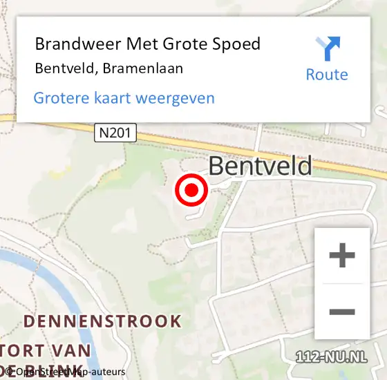 Locatie op kaart van de 112 melding: Brandweer Met Grote Spoed Naar Bentveld, Bramenlaan op 7 januari 2016 17:49