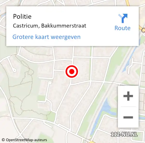 Locatie op kaart van de 112 melding: Politie Castricum, Bakkummerstraat op 7 januari 2016 18:10