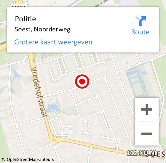 Locatie op kaart van de 112 melding: Politie Soest, Noorderweg op 2 december 2013 15:54