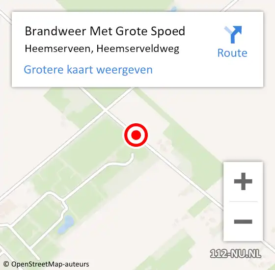 Locatie op kaart van de 112 melding: Brandweer Met Grote Spoed Naar Heemserveen, Heemserveldweg op 7 januari 2016 18:57