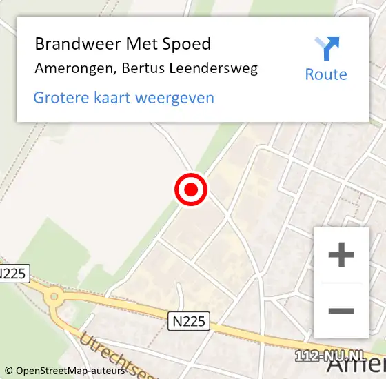 Locatie op kaart van de 112 melding: Brandweer Met Spoed Naar Amerongen, Bertus Leendersweg op 7 januari 2016 19:35