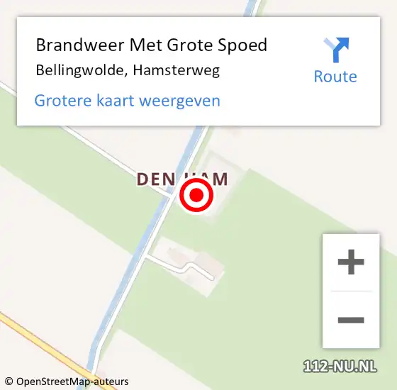 Locatie op kaart van de 112 melding: Brandweer Met Grote Spoed Naar Bellingwolde, Hamsterweg op 7 januari 2016 19:43