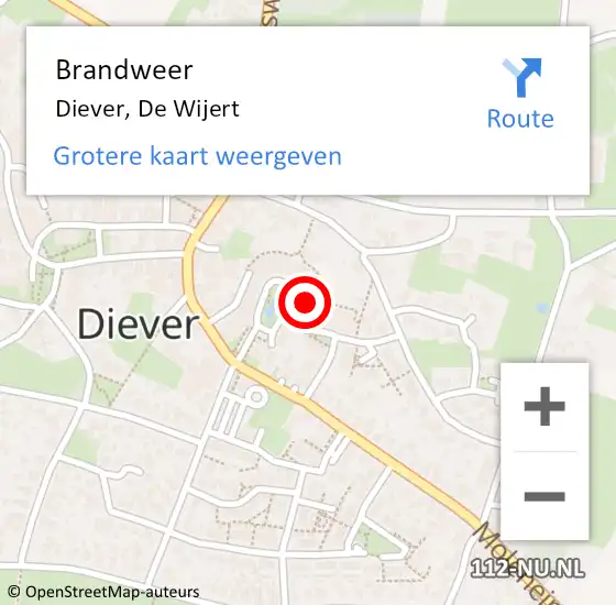 Locatie op kaart van de 112 melding: Brandweer Diever, De Wijert op 7 januari 2016 20:25