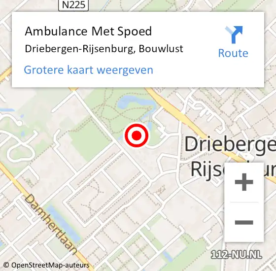 Locatie op kaart van de 112 melding: Ambulance Met Spoed Naar Driebergen-Rijsenburg, Bouwlust op 7 januari 2016 20:44