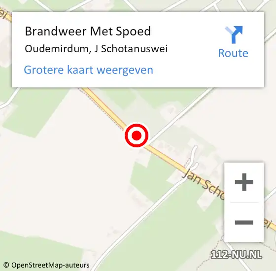 Locatie op kaart van de 112 melding: Brandweer Met Spoed Naar Oudemirdum, J Schotanuswei op 7 januari 2016 20:57