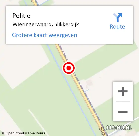 Locatie op kaart van de 112 melding: Politie Wieringerwaard, Slikkerdijk op 7 januari 2016 22:51