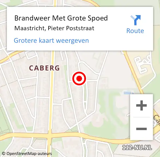 Locatie op kaart van de 112 melding: Brandweer Met Grote Spoed Naar Maastricht, Pieter Poststraat op 7 januari 2016 23:37