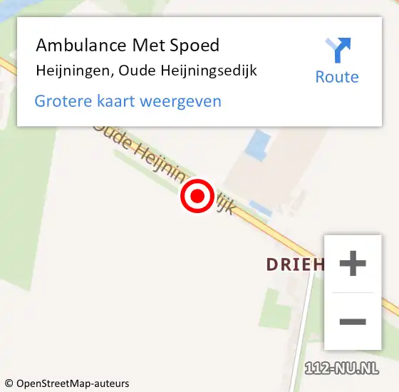 Locatie op kaart van de 112 melding: Ambulance Met Spoed Naar Heijningen, Oude Heijningsedijk op 8 januari 2016 01:37