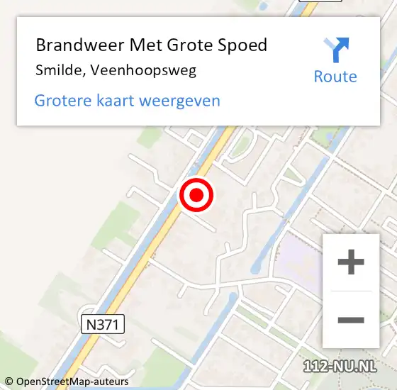 Locatie op kaart van de 112 melding: Brandweer Met Grote Spoed Naar Smilde, Veenhoopsweg op 8 januari 2016 02:18