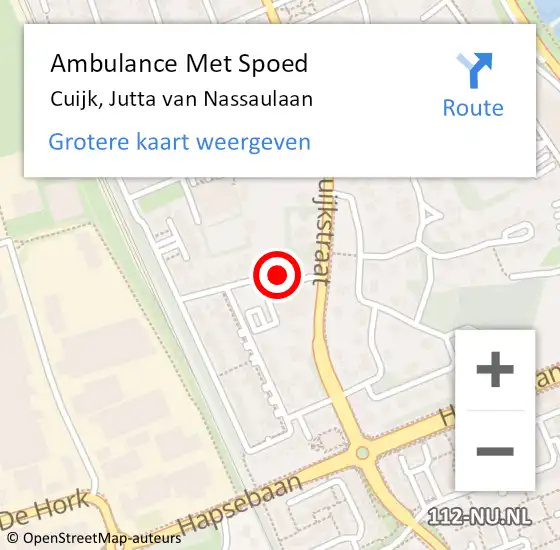 Locatie op kaart van de 112 melding: Ambulance Met Spoed Naar Cuijk, Jutta van Nassaulaan op 8 januari 2016 02:20