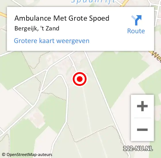 Locatie op kaart van de 112 melding: Ambulance Met Grote Spoed Naar Bergeijk, 't Zand op 8 januari 2016 02:40