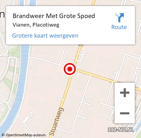 Locatie op kaart van de 112 melding: Brandweer Met Grote Spoed Naar Vianen, Placotiweg op 8 januari 2016 03:48