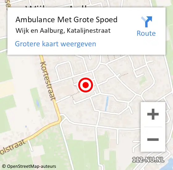 Locatie op kaart van de 112 melding: Ambulance Met Grote Spoed Naar Wijk en Aalburg, Katalijnestraat op 8 januari 2016 04:17