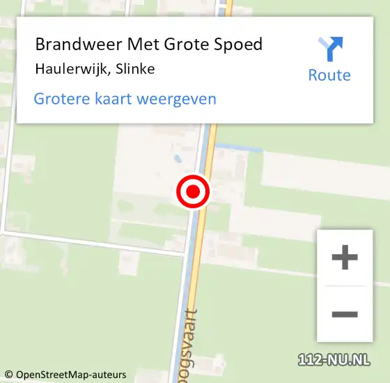 Locatie op kaart van de 112 melding: Brandweer Met Grote Spoed Naar Haulerwijk, Slinke op 8 januari 2016 04:27