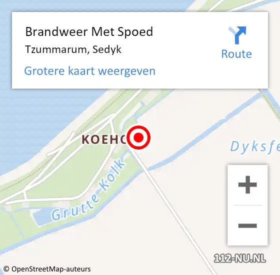 Locatie op kaart van de 112 melding: Brandweer Met Spoed Naar Tzummarum, Sedyk op 2 december 2013 16:16