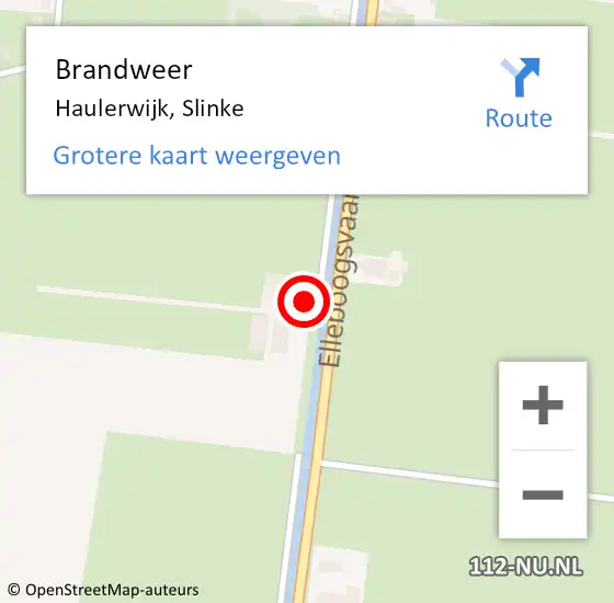 Locatie op kaart van de 112 melding: Brandweer Haulerwijk, Slinke op 8 januari 2016 05:41