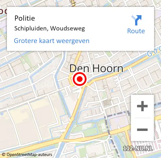 Locatie op kaart van de 112 melding: Politie Schipluiden, Woudseweg op 2 december 2013 16:17