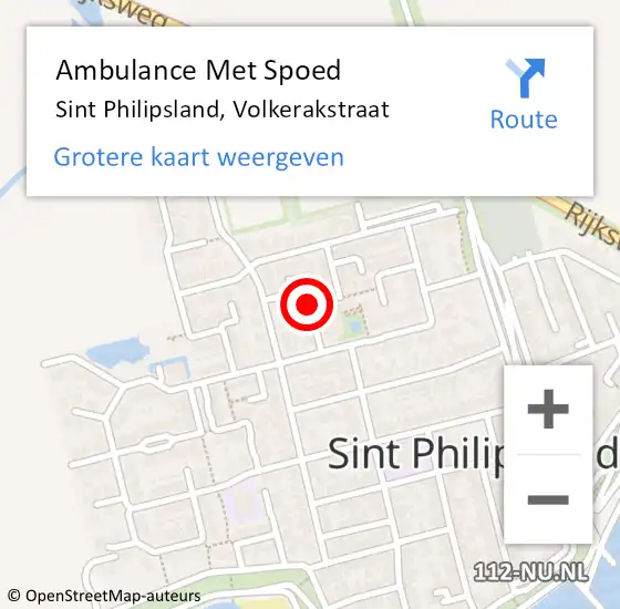 Locatie op kaart van de 112 melding: Ambulance Met Spoed Naar Sint Philipsland, Volkerakstraat op 2 december 2013 16:17