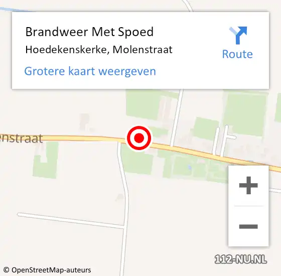 Locatie op kaart van de 112 melding: Brandweer Met Spoed Naar Hoedekenskerke, Molenstraat op 8 januari 2016 06:53